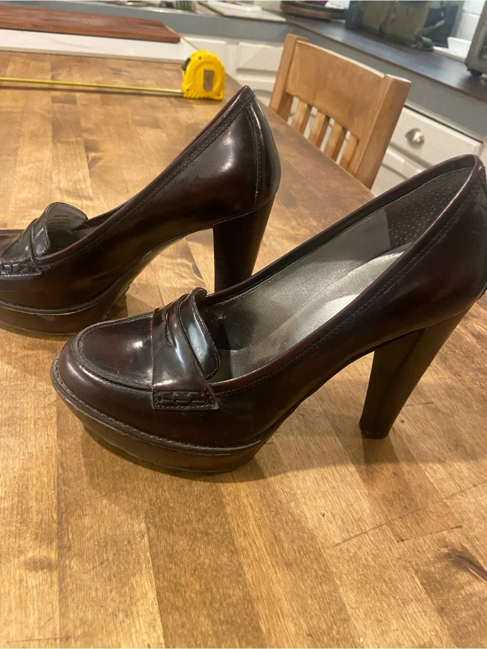 GUESS Women's Burgundy Platform Penny Loafers